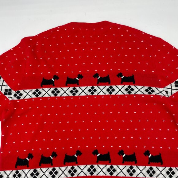 Charter Club Sweater Scottie Dogs Argyle Print Red Scottish Terrier Men Sz Large - Picture 7 of 12